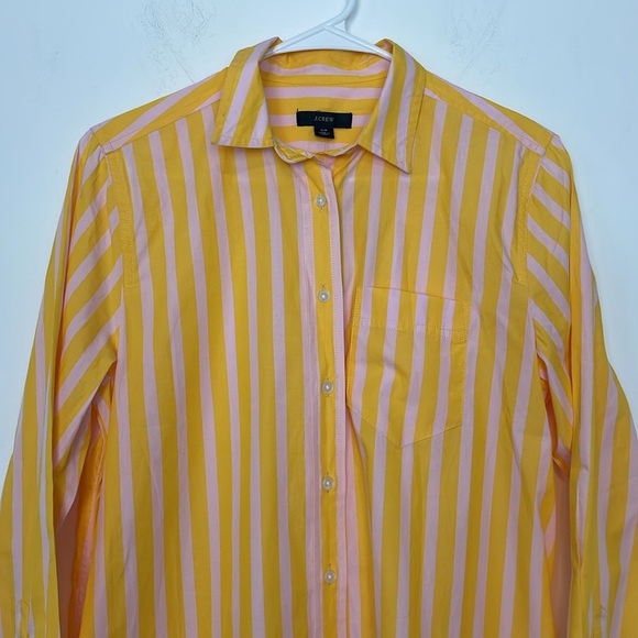 J. Crew Yellow and Pink Striped Button Up Shirtdress. Size XS. NWT. - Picture 3 of 14